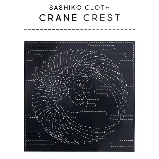 [qh-textiles-sashiko-cloth-crane-crest] QH Textiles Sashiko Cloth Crane Crest