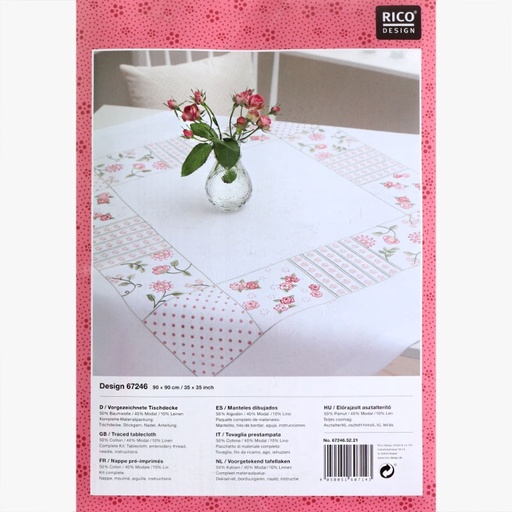 [rico-patchwork-rose-tablecloth-90x90cm] Rico 67246.52.21 Patchwork Rose Tablecloth Kit 90x90cm