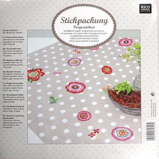 [ricotablecloth95x95cmembroideredspringflowercloth] Rico 67286.52.21 Spring Flower Tablecloth Kit 95x95cm