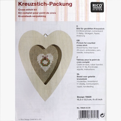 [rico-cross-stitch-kit-christmas-wreath] Rico 78629.52.00 Christmas Wreath Cross Stitch Kit