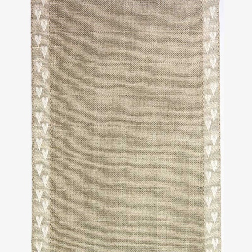 [rico16cmlinenbandnaturalwithheartedge28ct] Rico Linen Band with Heart Edge Natural 16cm 28ct