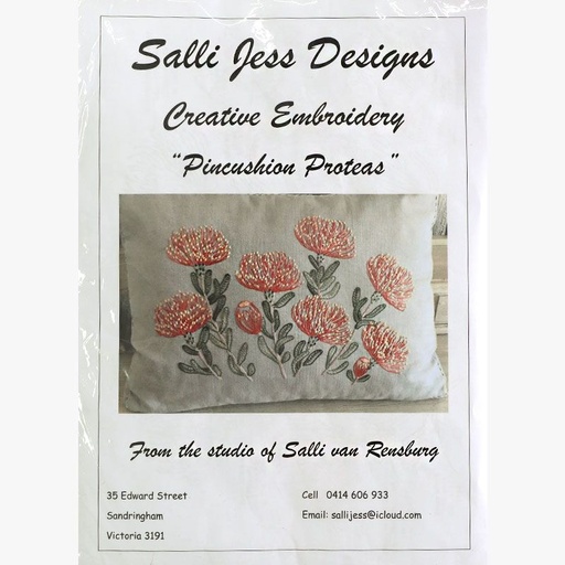 [salli-jess-designs---pincushion-proteas-cushion] Salli Jess Designs Pincushion Proteas Cushion