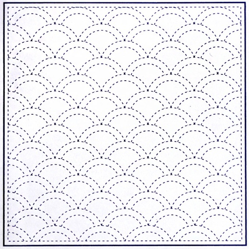 [sashiko-printed-cloth-white-clam-shell] Sashiko Printed Cloth White Fish Scales
