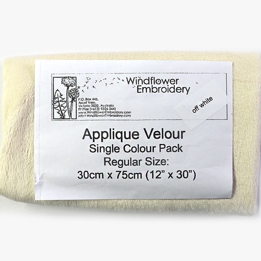 [WindflowerAppliqueVelourOffWhite] Windflower Applique Velour Off White